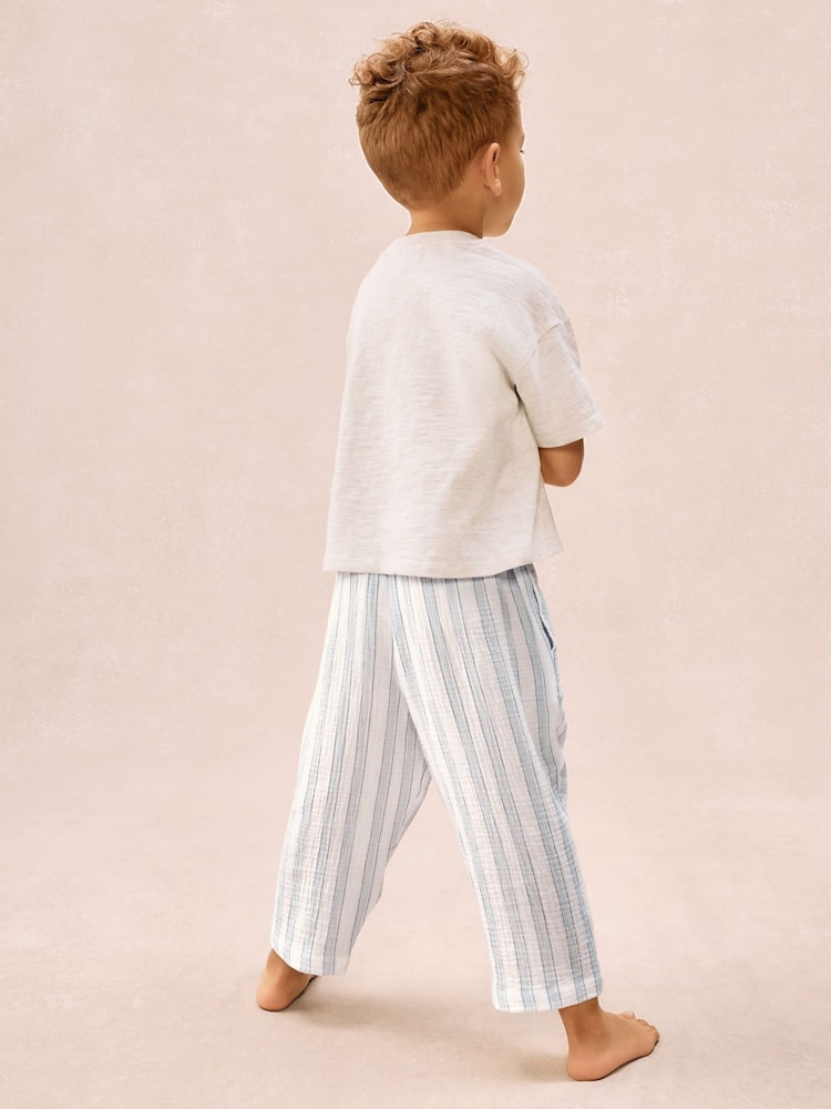 The White Company Blue Double Cotton Cotton Siesta Time Relaxed Fit Pyjamas - Image 4 of 4