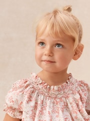 The White Company Cotton Petunia Floral Hand Smocked Dress - Image 4 of 6