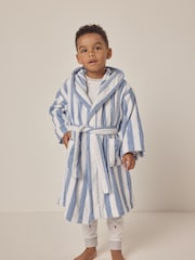 The White Company Blue Cotton Wide Stripe Towelling Robe - Image 1 of 6
