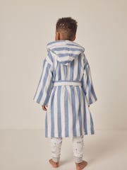The White Company Blue Cotton Wide Stripe Towelling Robe - Image 2 of 6