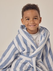 The White Company Blue Cotton Wide Stripe Towelling Robe - Image 3 of 6