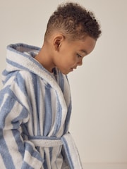 The White Company Blue Cotton Wide Stripe Towelling Robe - Image 4 of 6