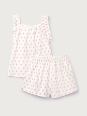 The White Company Pink Cotton Frill Sleeve Block Print Relaxed Pyjamas - Image 5 of 5