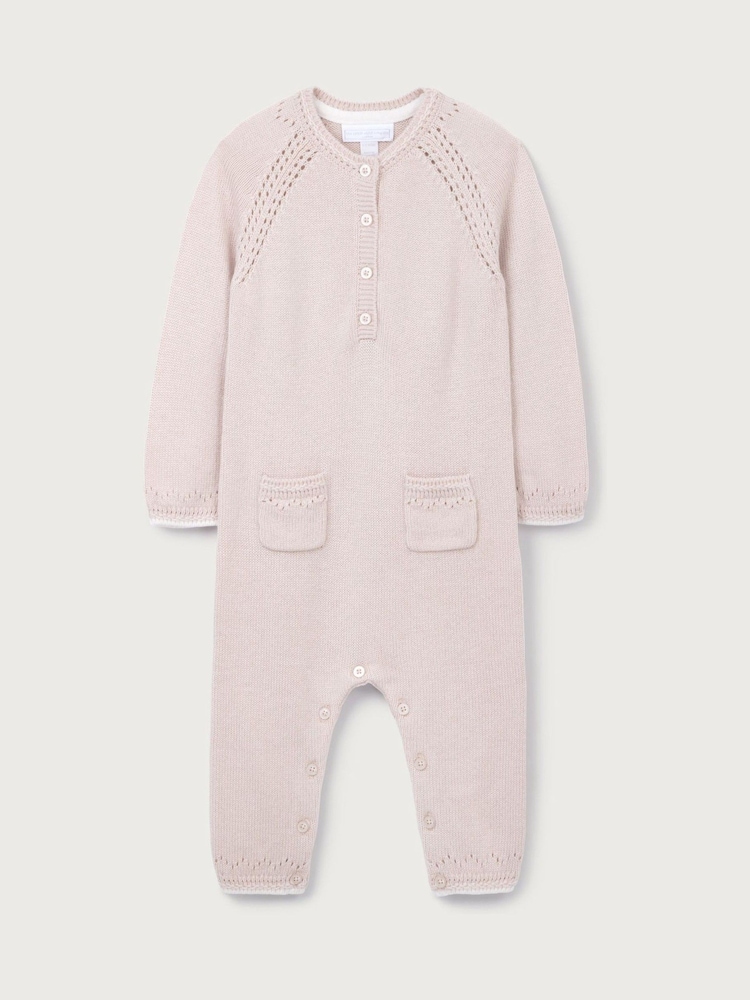 The White Company Pink Baby Pointelle Knitted Romper With Cashmere - Image 1 of 1