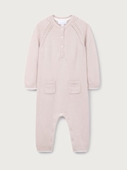 The White Company Pink Baby Pointelle Knitted Romper With Cashmere - Image 3 of 3