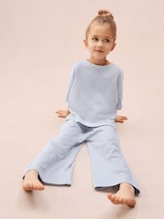 The White Company Blue Cotton Blend Heart & Stripe Wide Leg Pyjamas - Image 3 of 5