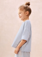 The White Company Blue Cotton Blend Heart & Stripe Wide Leg Pyjamas - Image 4 of 5