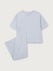 The White Company Blue Cotton Blend Heart & Stripe Wide Leg Pyjamas - Image 5 of 5
