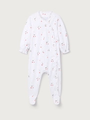 The White Company Pink Cotton Cherry Frill Wrap Sleepsuit - Image 5 of 5