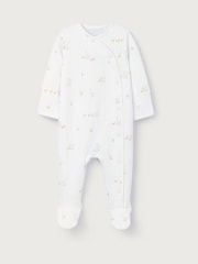 The White Company White Quilted Cotton Blend Walking Ducklings Wrap Sleepsuit - Image 1 of 1