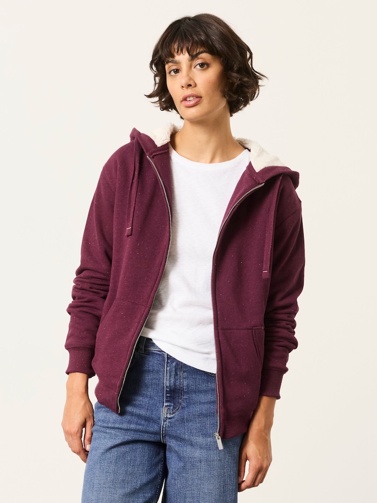 FatFace Amy Purple Borg Zip Through Hoodie - Image 1 of 5 FatFace Amy Purple Borg Zip Through Hoodie - Image 1 of 5