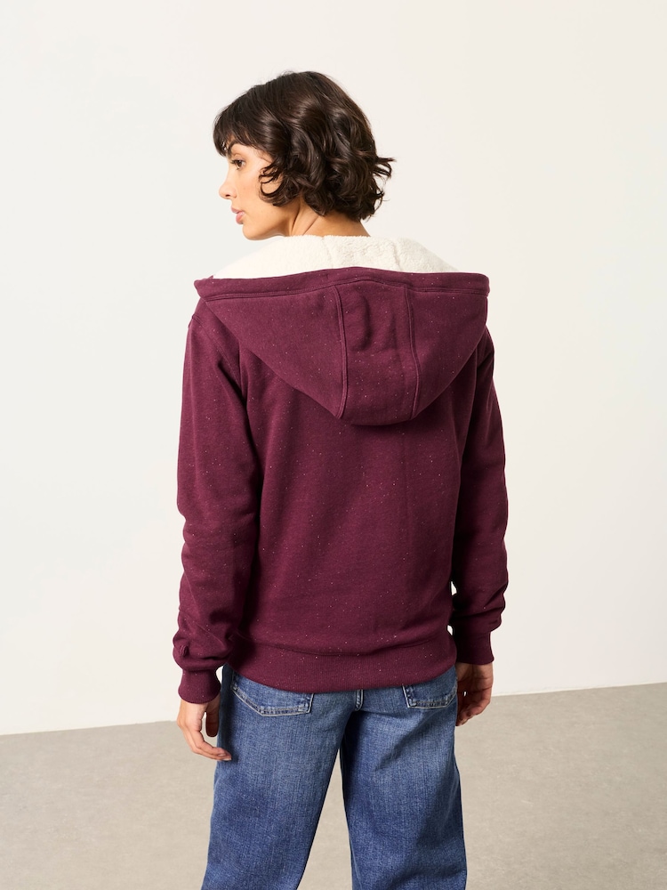 FatFace Amy Purple Borg Zip Through Hoodie - Image 2 of 5 FatFace Amy Purple Borg Zip Through Hoodie - Image 2 of 5