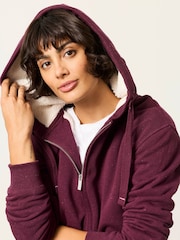 FatFace Amy Purple Borg Zip Through Hoodie - Image 4 of 5