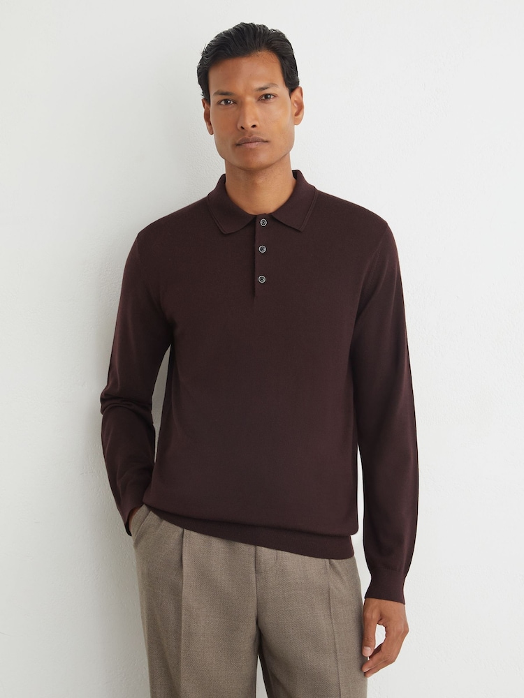 Reiss Trafford Merino Wool Langermet Poloskjorter - Bilde 1 av 6 Reiss Trafford Merino Wool Langermet Poloskjorter - Bilde 1 av 6