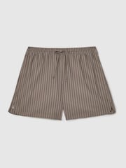 Reiss Taupe Brown Victor Stripe Drawstring Shorts - Image 2 of 6