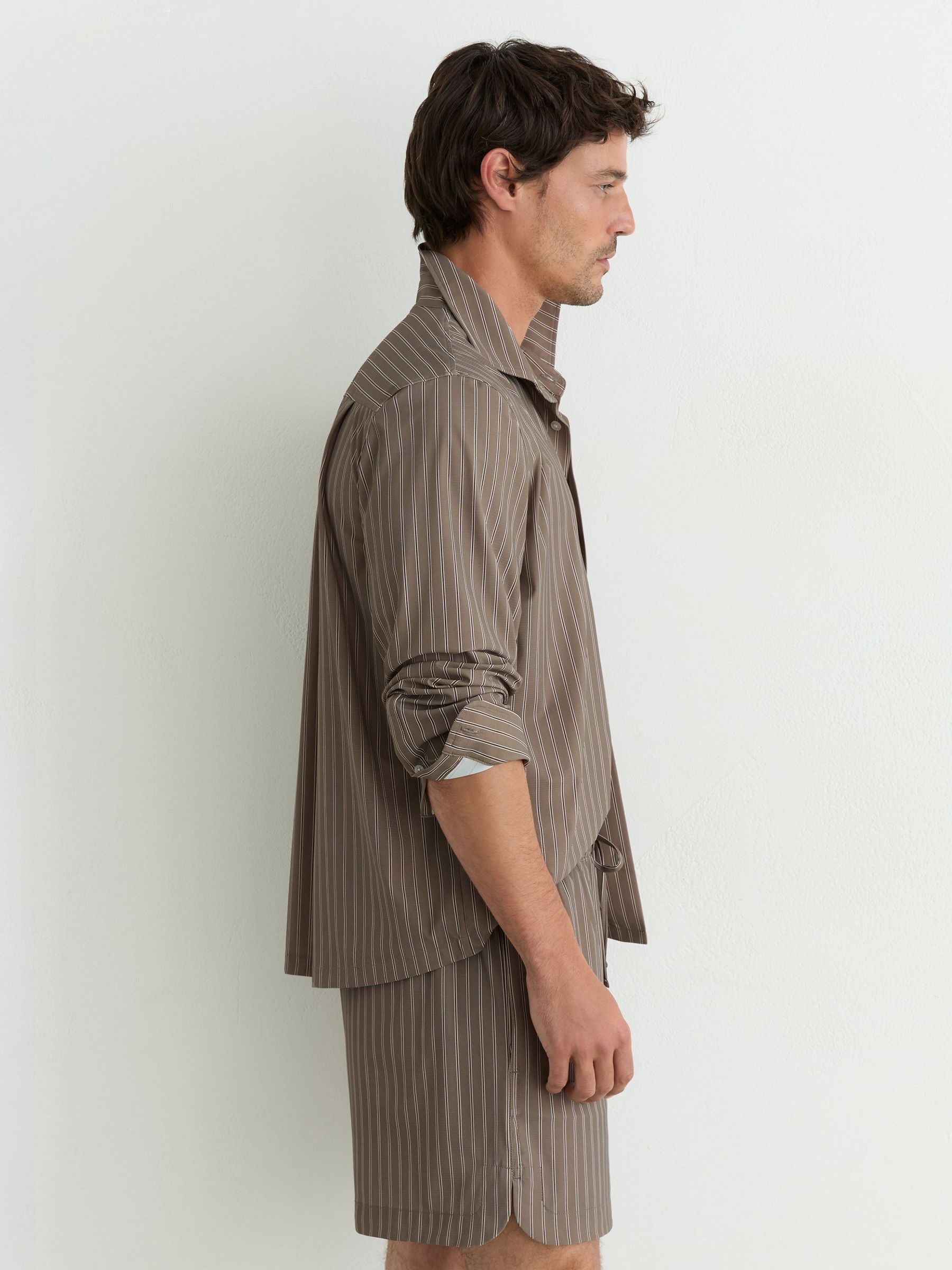 Buy Reiss Taupe Brown Victor Stripe Drawstring Shorts from Next USA