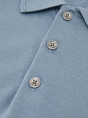Reiss Armour Blue Trafford Merino Wool Long-Sleeve Polo Shirt - Image 6 of 6