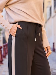 Sosandar Black Side Stripe Wide Leg Trousers - Image 3 of 5