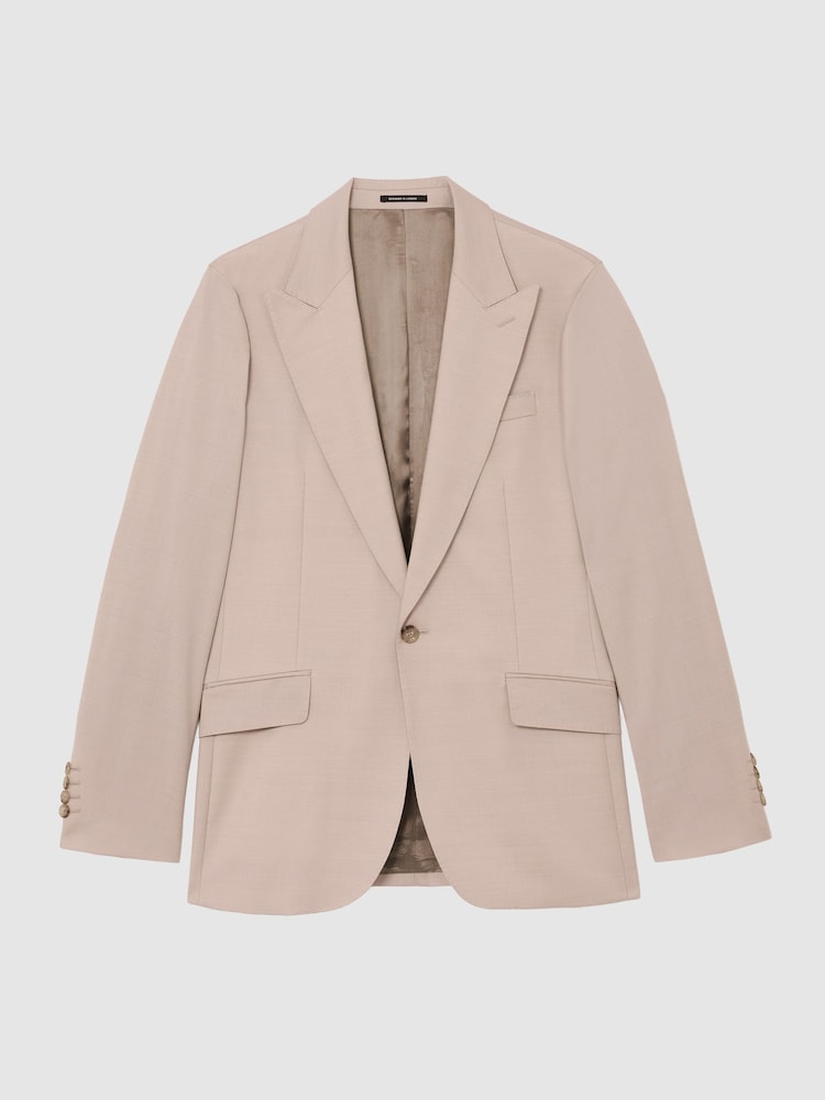Reiss Dusty Pink United Wool Single-Breasted Tailored-Fit Blazer - Image 2 of 7