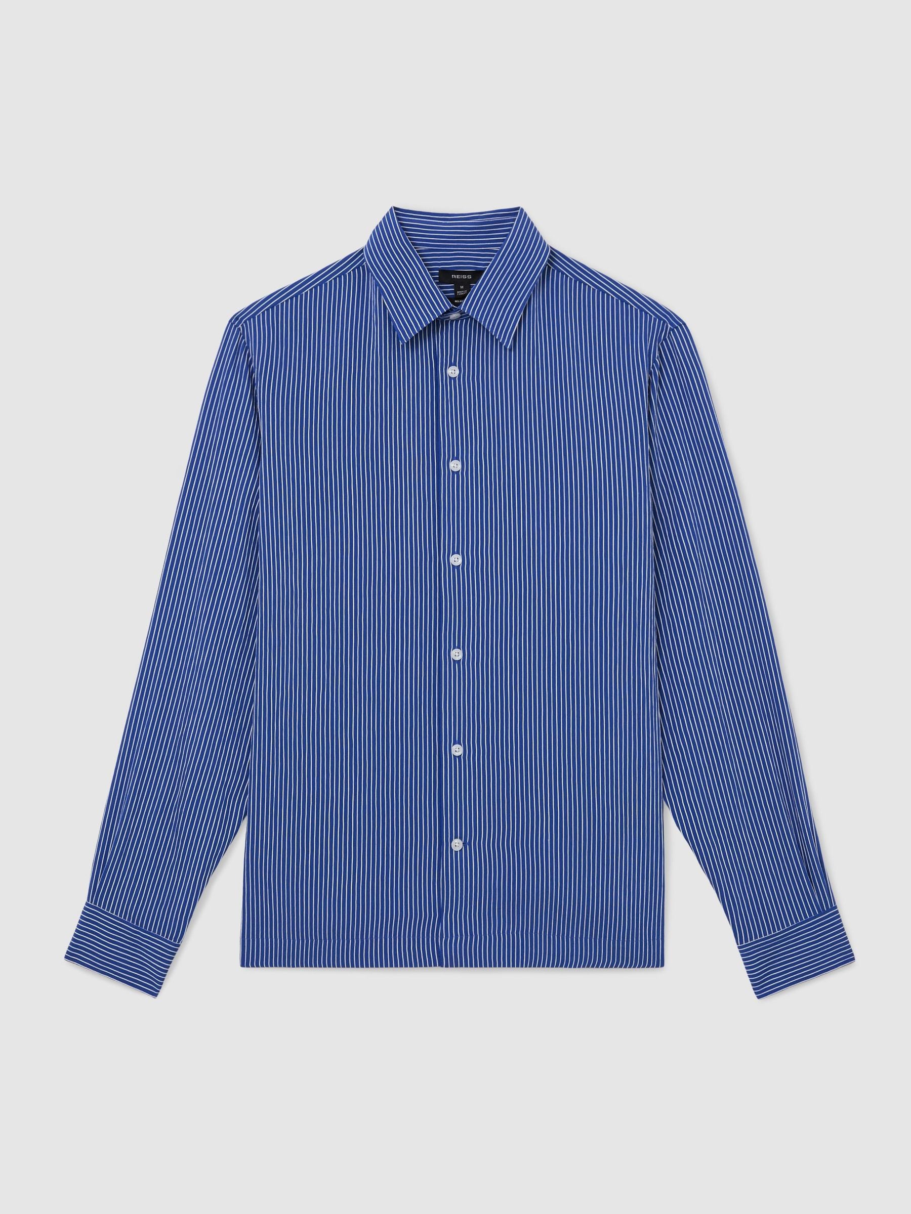 Buy Reiss Blue/White Boone Pinstripe Long-Sleeve Regular-Fit Shirt
