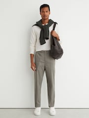 Verde salvia - Pantalones Reiss Snap de mezcla de algodón ligeros y corte ajustado. - Imagen 1 de 6