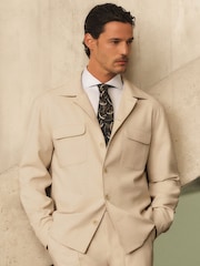Reiss Stone Peshi Twin-Pocket Button-Through Overshirt - Image 1 of 10