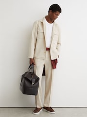 Reiss Stone Peshi Twin-Pocket Button-Through Overshirt - Image 5 of 10