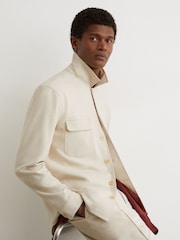 Reiss Stone Peshi Twin-Pocket Button-Through Overshirt - Image 6 of 10