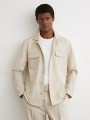 Reiss Stone Peshi Twin-Pocket Button-Through Overshirt - Image 8 of 10