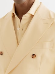 Reiss Buttermilk Yellow Honey Cotton Double-Breasted Classic-Fit Blazer - Image 5 of 7
