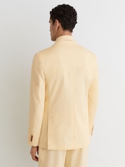 Reiss Buttermilk Yellow Honey Cotton Double-Breasted Classic-Fit Blazer - Image 6 of 7