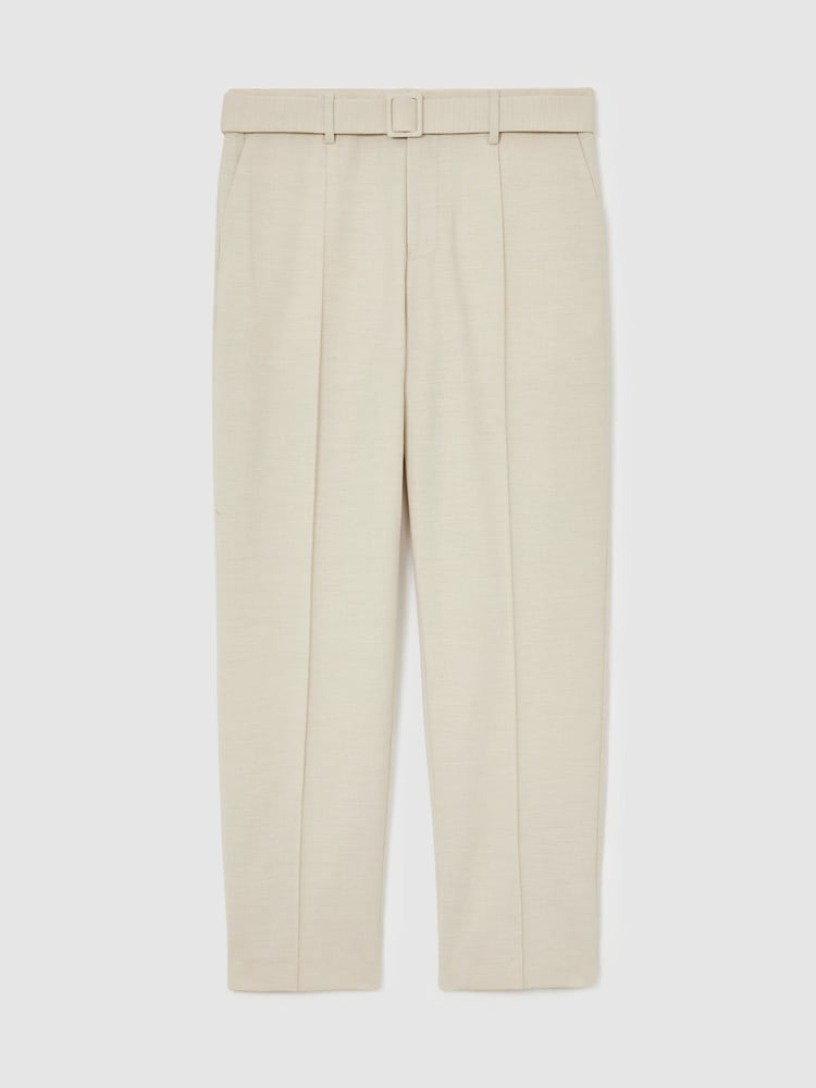 Piatră - Reiss Peshi Relaxed-Fit Belted Pintuck Trousers - Imaginea 2 din 9