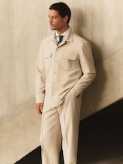Piatră - Reiss Peshi Relaxed-Fit Belted Pintuck Trousers - Imaginea 4 din 9