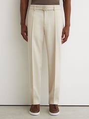 Piatră - Reiss Peshi Relaxed-Fit Belted Pintuck Trousers - Imaginea 5 din 9