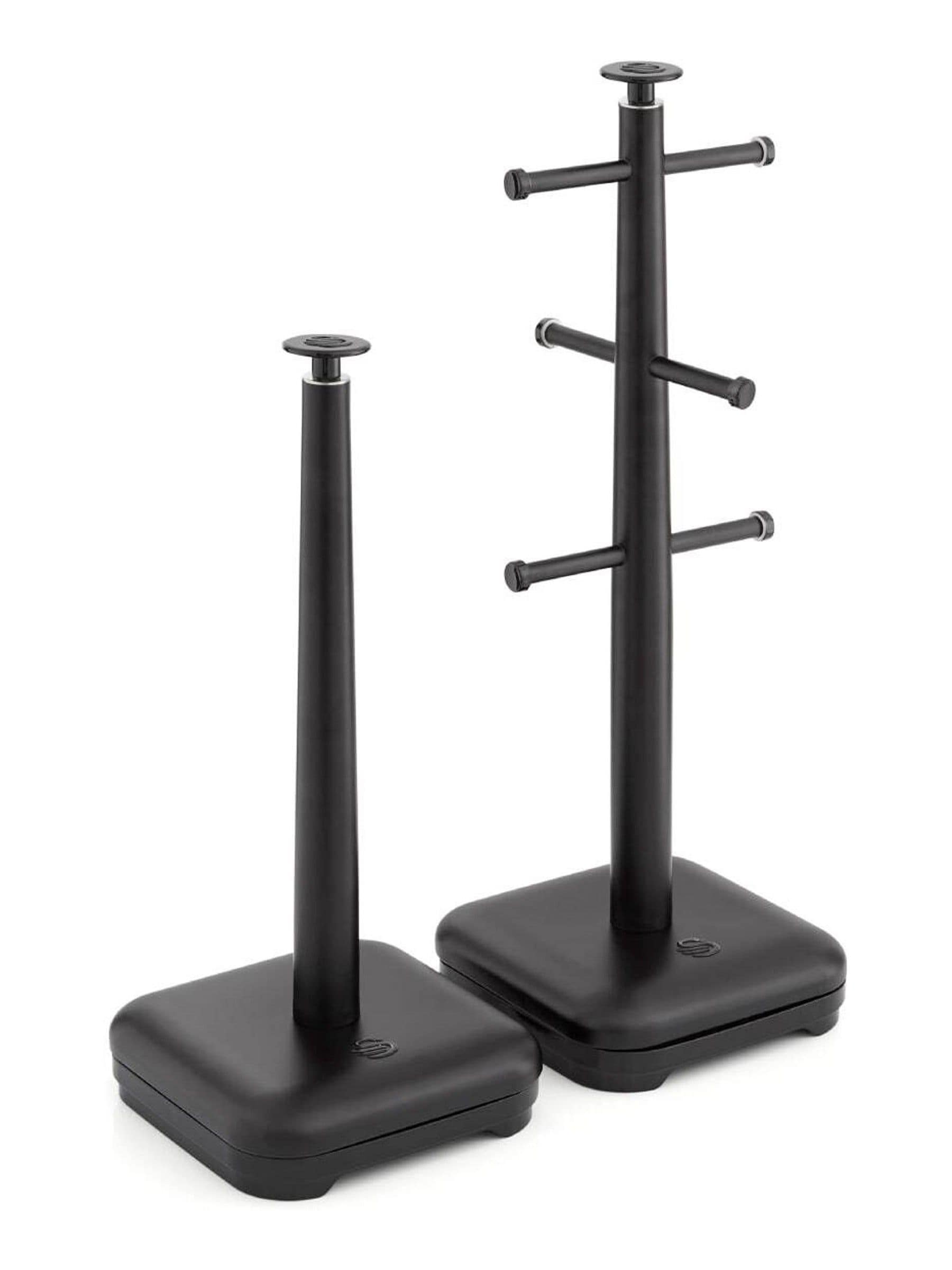 B&Q - Stealth Black 6-Cup Mug Tree And Towel Pole Kitchen Storage SetIronWeighted BaseScratch-Resistant - Image 4