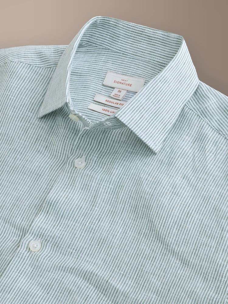 Neutral Regular Fit Signature Linen Long Sleeve Smart Shirt - Image 3 of 3 Neutral Regular Fit Signature Linen Long Sleeve Smart Shirt - Image 3 of 3