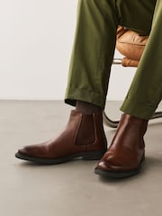 Tan Brown Smart Leather Chelsea Boots - Image 1 of 2