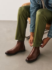 Tan Brown Smart Leather Chelsea Boots - Image 2 of 2