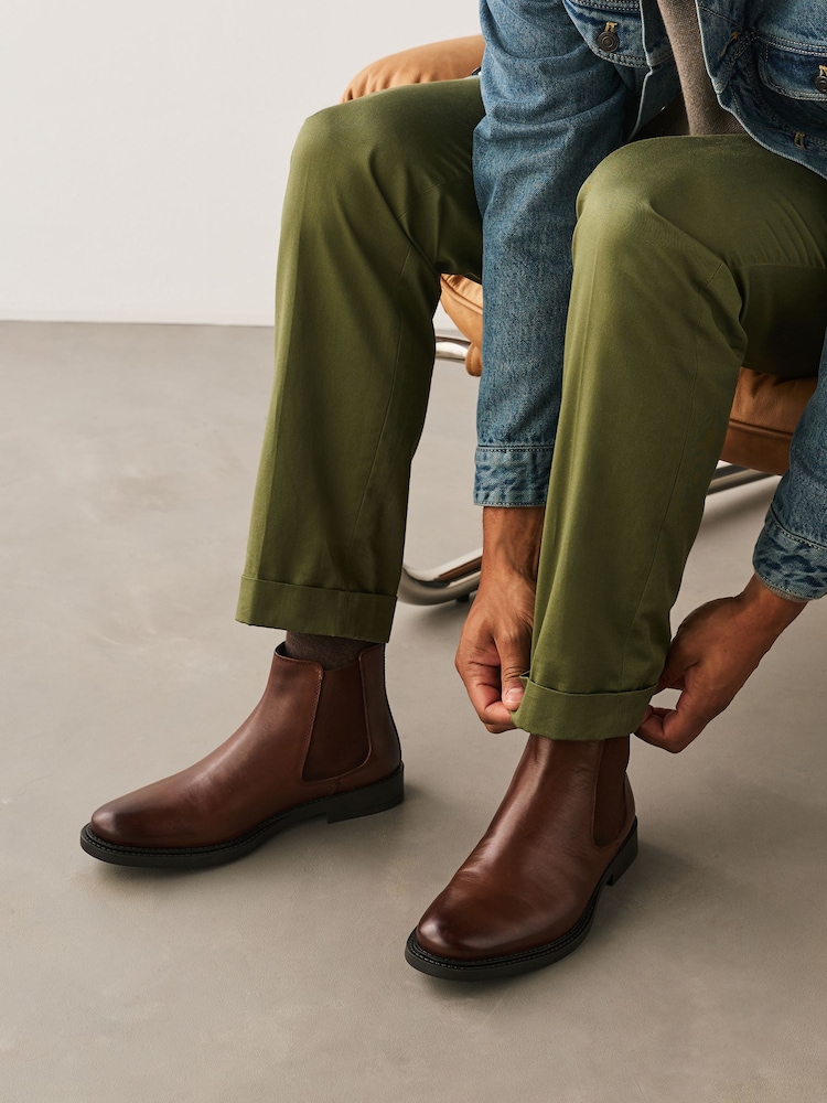Tan Brown Smart Leather Chelsea Boots - Image 2 of 2 Tan Brown Smart Leather Chelsea Boots - Image 2 of 2