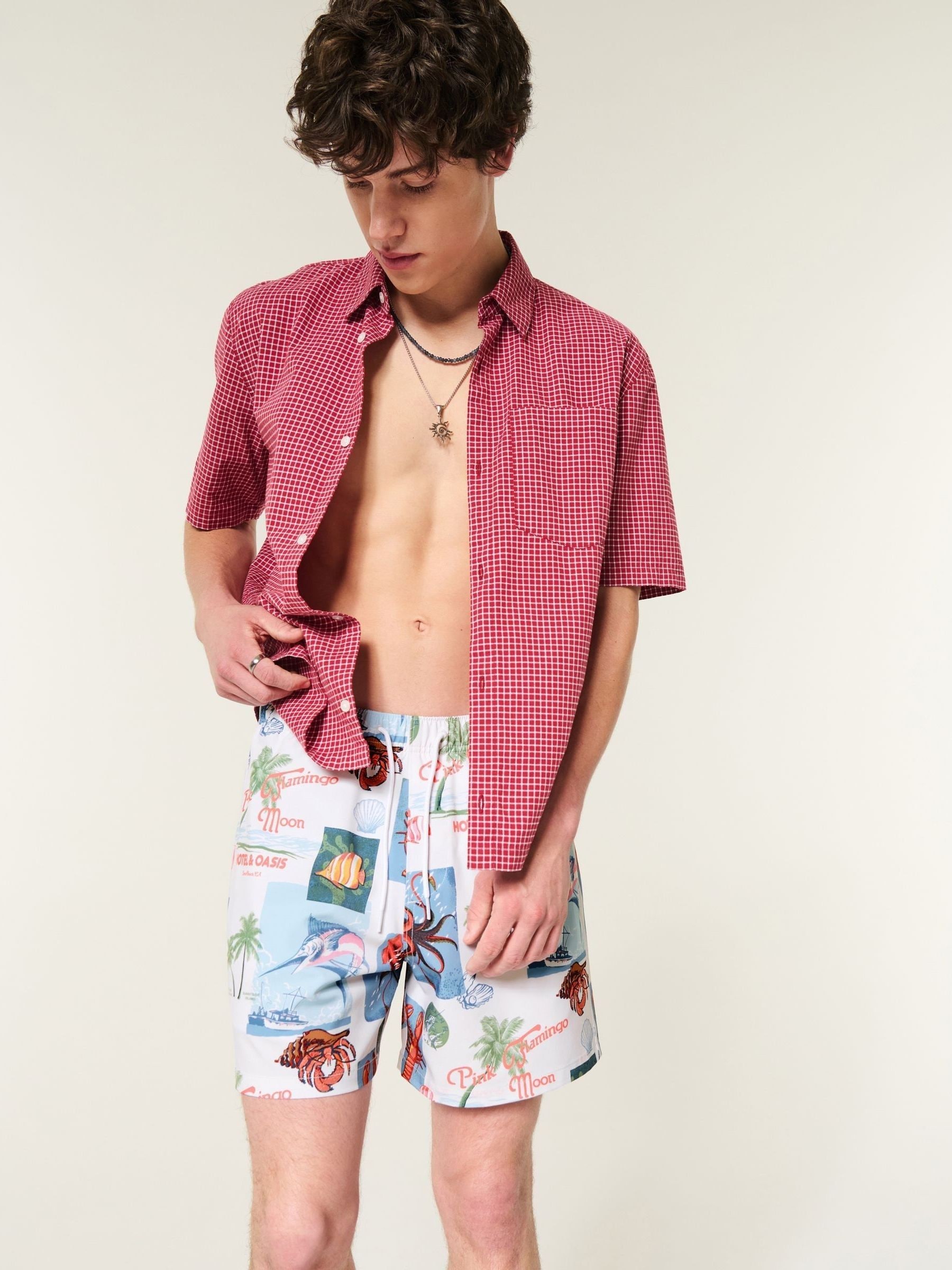 Buy Hollister White Print 5.5 Inch Swim Shorts from Next USA