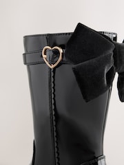 Black Patent Bow Detail Tall Boots - Image 4 of 5