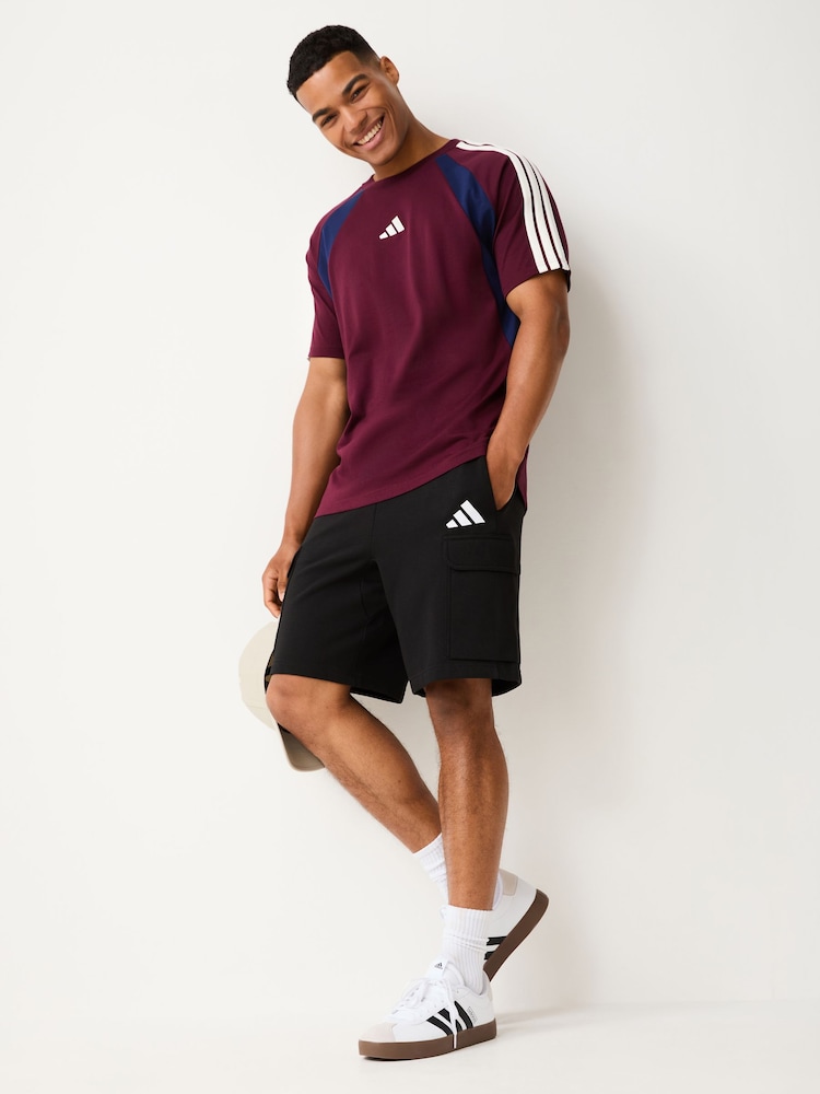 adidas Burgundy Seasonal Essentials Colorblock T-Shirt - Image 2 of 4