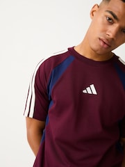 adidas Burgundy Seasonal Essentials Colorblock T-Shirt - Image 4 of 4