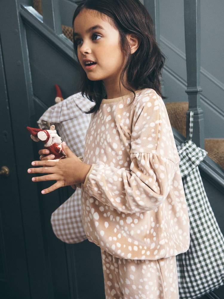 Neutral Deer Print Fleece Cosy Pyjamas (3-16yrs) - Image 4 of 4 Neutral Deer Print Fleece Cosy Pyjamas (3-16yrs) - Image 4 of 4