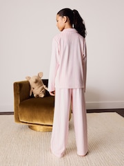 Pink/White Stripe Cosy Fleece Button Through Pyjamas (2-16yrs) - Image 3 of 8