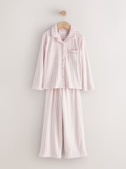 Pink/White Stripe Cosy Fleece Button Through Pyjamas (2-16yrs) - Image 5 of 8