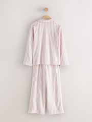 Pink/White Stripe Cosy Fleece Button Through Pyjamas (2-16yrs) - Image 6 of 8