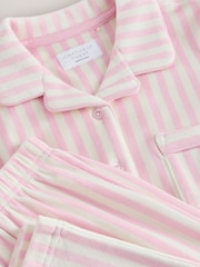 Pink/White Stripe Cosy Fleece Button Through Pyjamas (2-16yrs) - Image 8 of 8