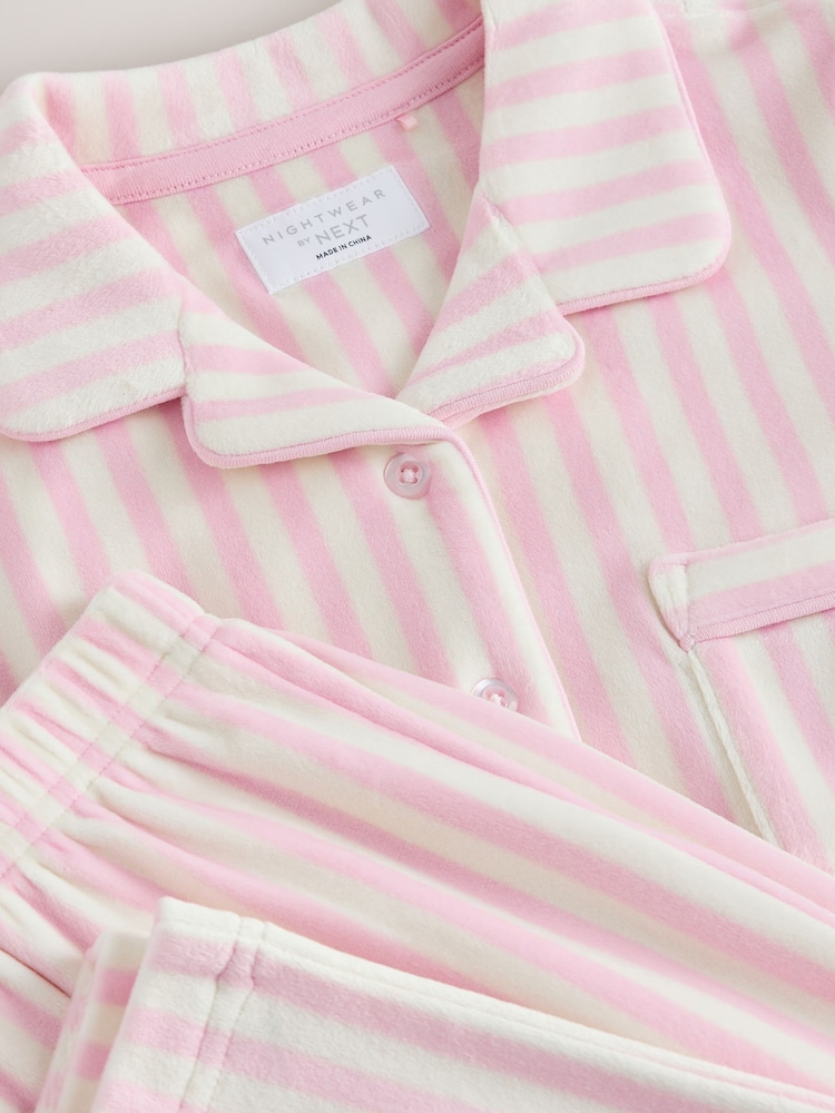 Pink/White Stripe Cosy Fleece Button Through Pyjamas (2-16yrs) - Image 8 of 8 Pink/White Stripe Cosy Fleece Button Through Pyjamas (2-16yrs) - Image 8 of 8