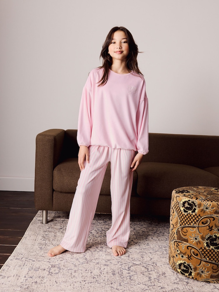 Ecru/Pink Bow - Fleece Cosy Pyjamas (3-16yrs) - Image 1 de 8 Ecru/Pink Bow - Fleece Cosy Pyjamas (3-16yrs) - Image 1 de 8